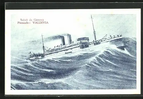 AK Genova, Passagierschiff Valdivia auf hoher See