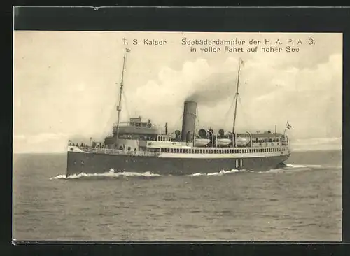 AK Passagierschiff T. S Kaiser in voller Fahrt auf hoher See
