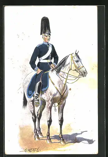 Künstler-AK O. Merte: Soldat in Uniform auf Pferd