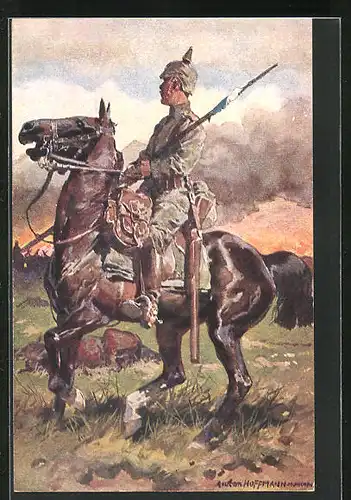 Künstler-AK Anton Hoffmann - München: Soldat in Uniform auf Pferd