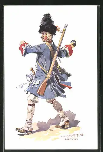 Künstler-AK Anton Hoffmann - München: Soldat des k. b. 7. Infanterie-Regiments Prinz Leopold, Handgranate
