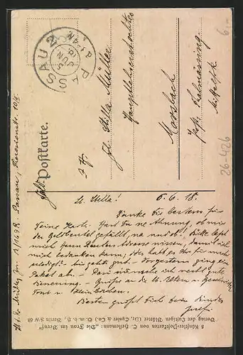 Künstler-AK Ernst Heilemann: Von zarter Hand, Briefträgerin und Soldat