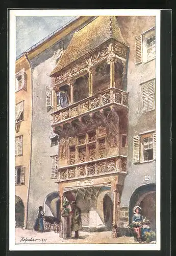 Künstler-AK E.F. Hofecker: Innsbruck, Das goldene Dachl