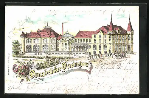 Lithographie Osnabrück, Totale vom Vereinshaus