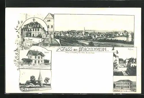 AK Brackenheim, Bahnhof, St. Johannis Kirche, Schloss