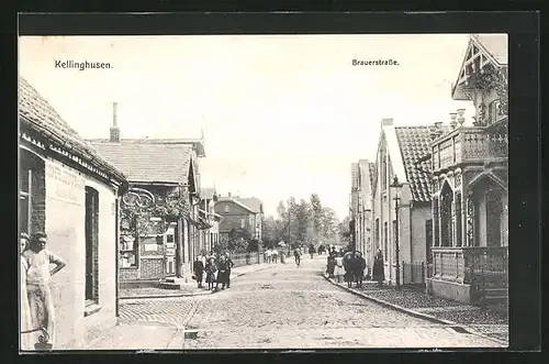 AK Kellinghusen, Brauerstrasse mit Bäckerei