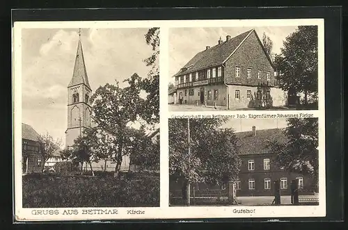 AK Bettmar, Gastwirtschaft zum Bettmarer Pass, Gutshof, Kirche