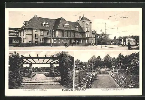 AK Duisburg-Meiderich, Bahnhof, Rosengarten im Stadtpark