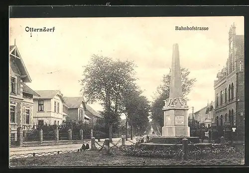 AK Otterndorf, Bahnhofstrasse, Denkmal