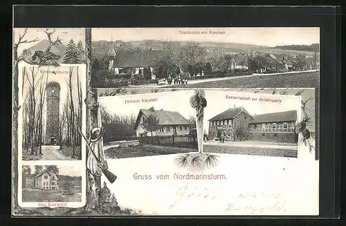 AK Bad Münder, Gasthaus zur Deisterquelle, Nordmannsturm, Försterei Nienstadt, Villa Sophienhof