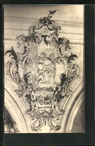 Foto-AK Ottobeuren, Wandverzierung am Kloster