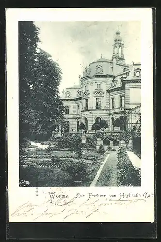 AK Worms, Garten der Villa der Freiherr von Heylsche