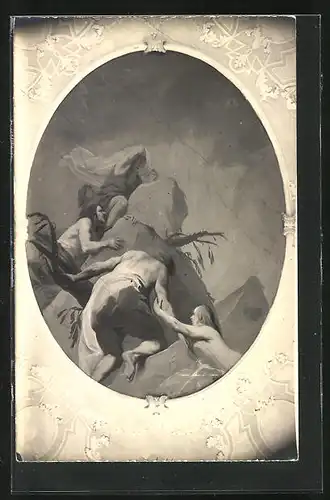 Foto-AK Ottobeuren, Wandfreske im Kloster