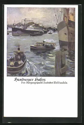 Künstler-AK Otto Amtsberg: Hamburg, Hamburger Hafen