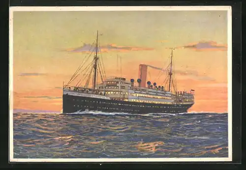 Künstler-AK Passagierschiff Lützow, Norddeutscher Lloyd Bremen