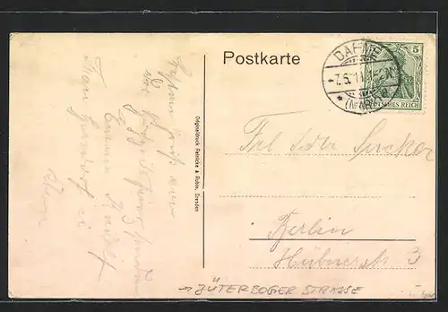 AK Dahme /Mark, Jüterboger Strasse mit Bäckkerei O. Sachse und Vogelturm
