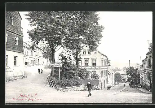 AK Adorf i. V., Storchen- u. Bergstrasse