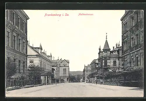 AK Frankenberg i. Sa., Moltkestrasse mit Wohnhäusern