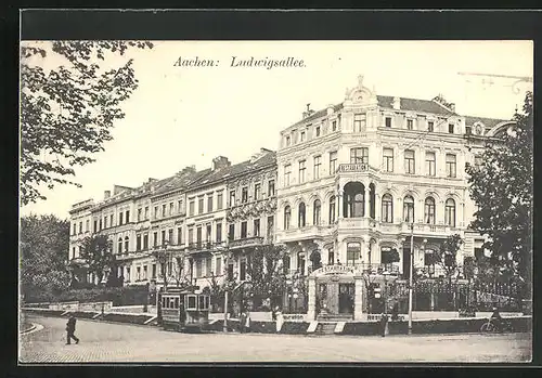 AK Aachen, Strassenbahn auf der Ludwigsallee