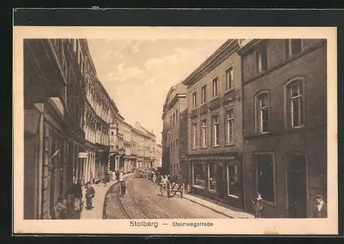 AK Stolberg, Steinwegstrasse mit Passanten