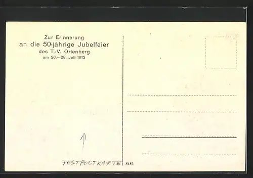 AK Ortenberg, Festpostkarte anlässlich 50 jähriger Jubelfeier des T.V. 1913