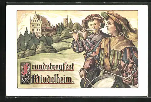 AK Mindelheim, Festpostkarte zum Frundsbergfest 1912