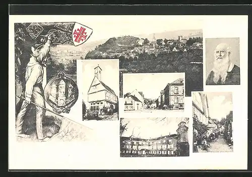AK Ortenberg, Festpostkarte anlässlich 50 jähriger Jubelfeier des T.V. 1913, Strassenpartie, Ortspartie