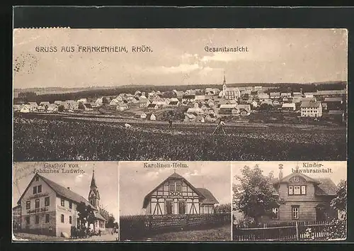 AK Frankenheim /Rhön, Gasthof v. Johannes Ludwig, Kinderbewahranstalt, Gesamtansicht