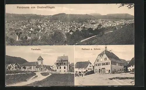 AK Onstmettingen, Panorama, Turnhalle, Rathaus und Schule