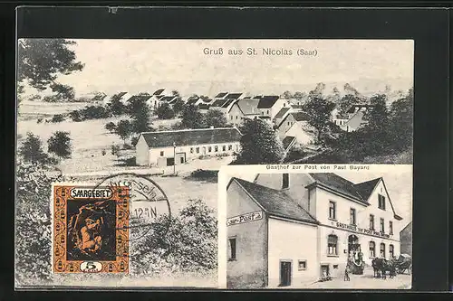 AK St. Nikolaus / Saar, Gasthof zur Post, Teilansicht