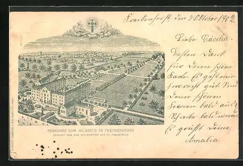 Lithographie Freckenhorst, Pensionat zum Hl. Kreuz