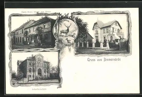 AK Bremervörde, Daetz Hotel, Villa Thies, Ackerbauschule
