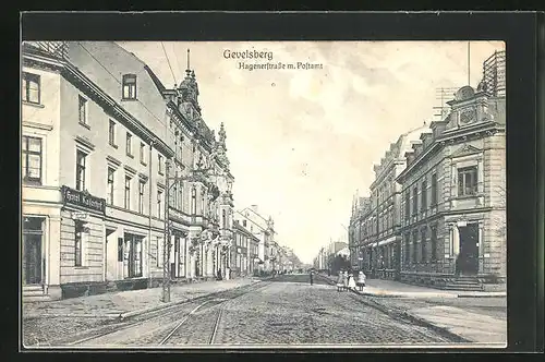 AK Gevelsberg, Hagenerstrasse mit Hotel Kaiserhof und Postamt