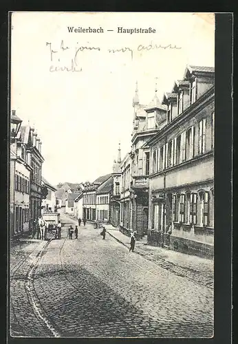 AK Weilerbach, Hauptstrasse mit Kindern