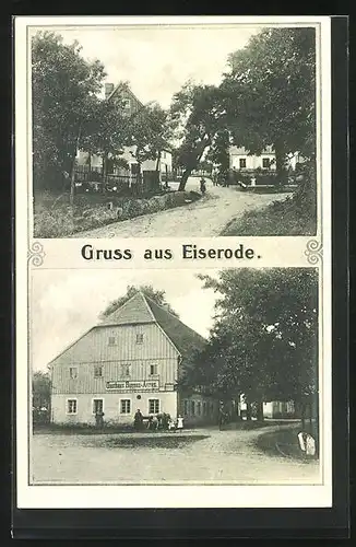 AK Eiserode, Gasthaus Buenos-Ayres, Ortspartie mti Kindern