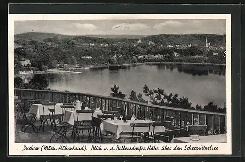 AK Buckow, Restaurant auf der Bollersdorfer Höhe mit Blick über den Schermützelsee