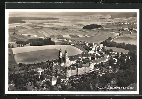 AK Roggenburg, Kloster mit Blick auf umliegende Felder