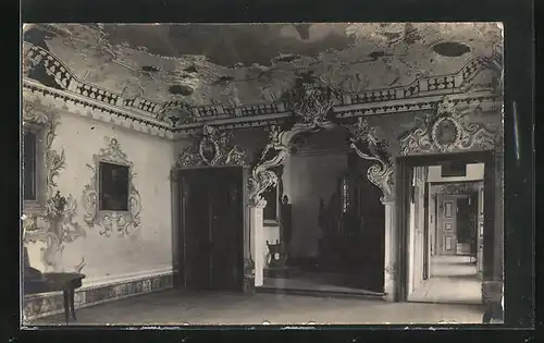 Foto-AK Ottobeuren, Kloster mit imposant verzierter Decke