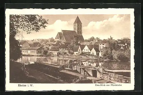 AK Rheine i. W., Ems-Blick zur Pfarrkirche
