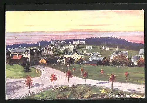 Künstler-AK Oberhof /Thür., Panorama im Abendrot