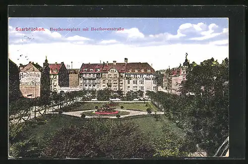 AK Saarbrücken, Beethovenplatz mit Beethovenstrasse
