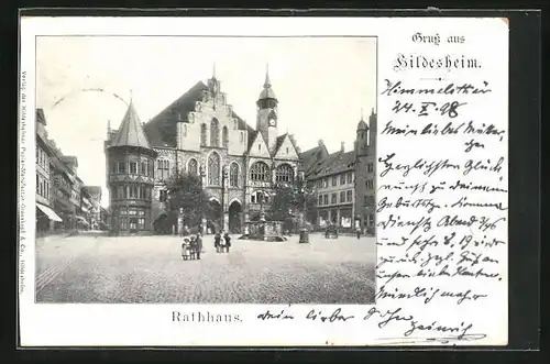 AK Hildesheim, Rathaus mit Brunnen