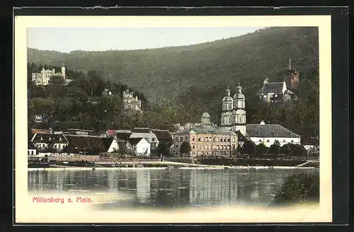 AK Miltenberg a. Main, Uferpartie mit Kirche