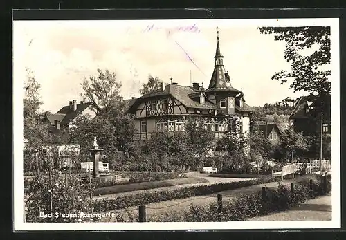 AK Bad Steben, Ortspartie mit Rosengarten