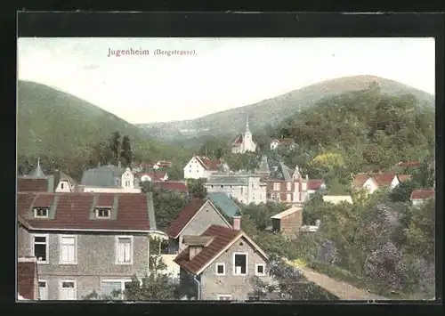 AK Jugenheim, Bergstrasse mit Kirche