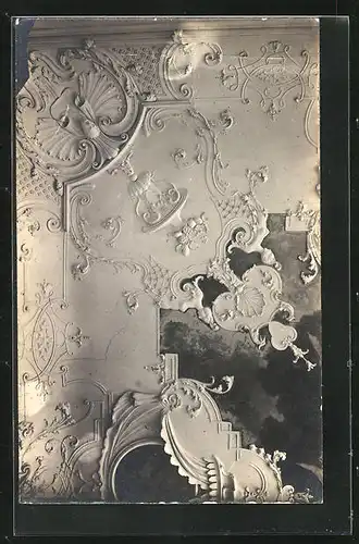 Foto-AK Ottobeuren, Deckenteil der Kirche und Kloster