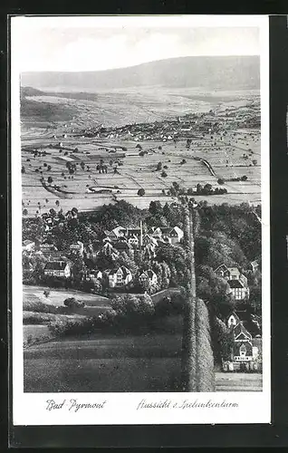 AK Bad Pyrmont, Aussicht v. Spelunkenturm auf den Ort