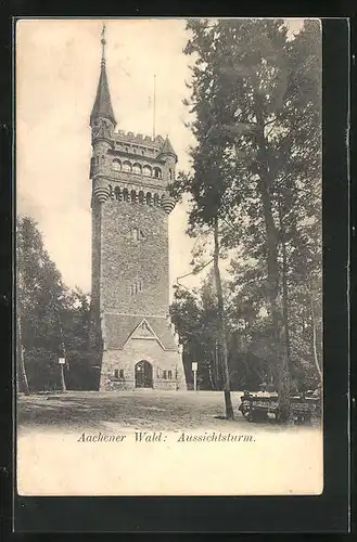 AK Aachen, Aussichtsturm im Wald