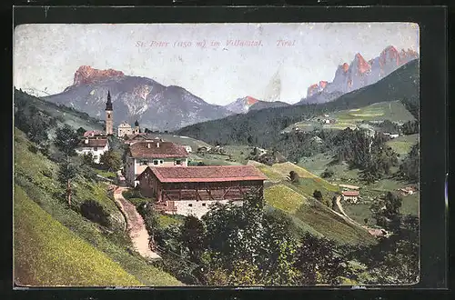 AK St. Peter /Villnöstal, Panorama des Ortes