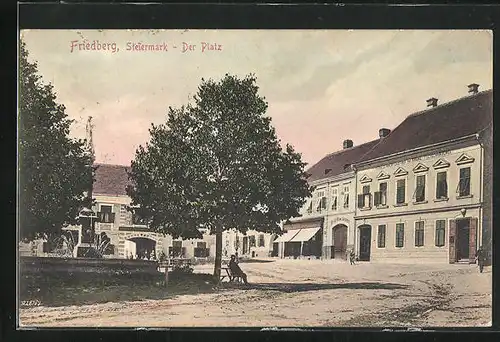 AK Friedberg, Hauptplatz mit Brunnen
